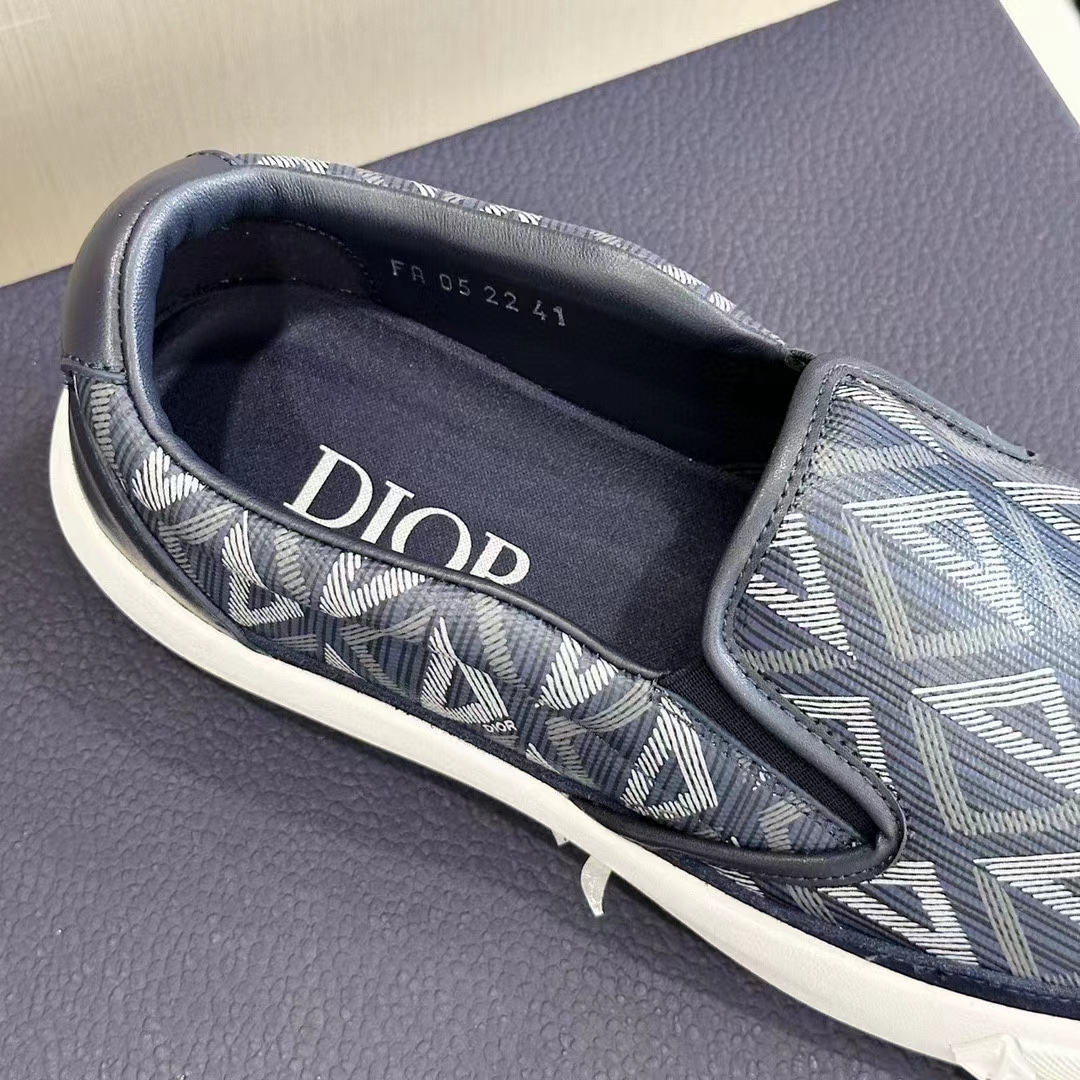 dior unisex shoes b101 slip-on sneaker navy blue cd Di*m*nd canvas smooth calfskin