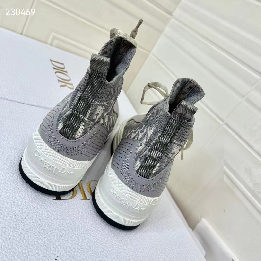 Dior Unisex Shoes CD Walk’N’Dior Sneaker Gray Dior Oblique Technical Mesh Calfskin
