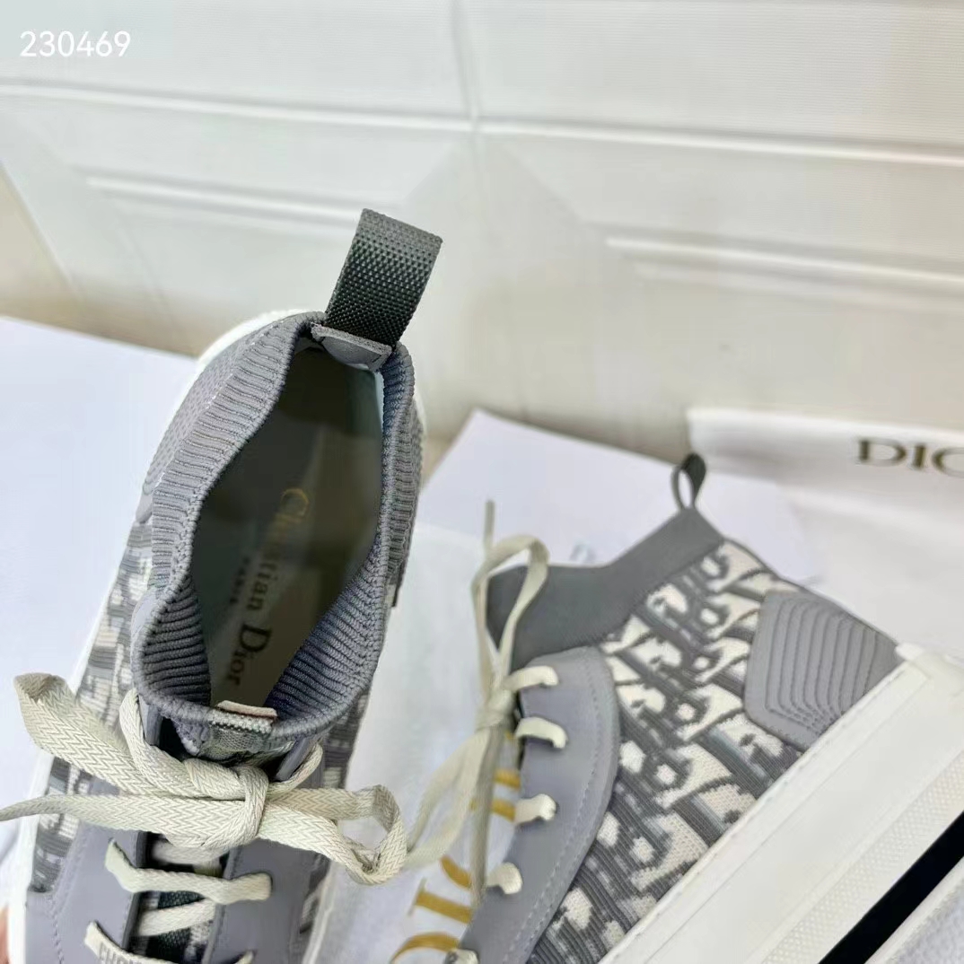 Dior Unisex Shoes CD Walk’N’Dior Sneaker Gray Dior Oblique Technical Mesh Calfskin
