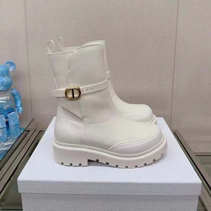 Dior Women CD Dior Empreinte Ankle Boot White Calfskin Rubber