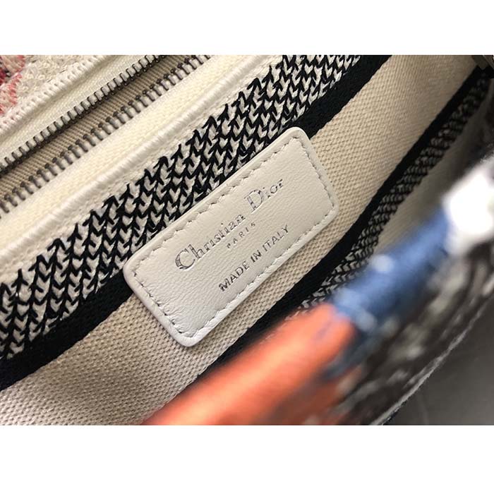 Dior Women CD Medium Lady D-Lite Bag Latte Multicolor Dior Jardin D’Hiver Embroidery