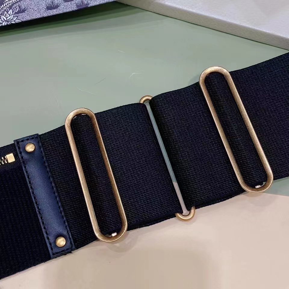 Dior Women CD Saddle Belt Black Smooth Calfskin Technical Fabric 80 MM Width