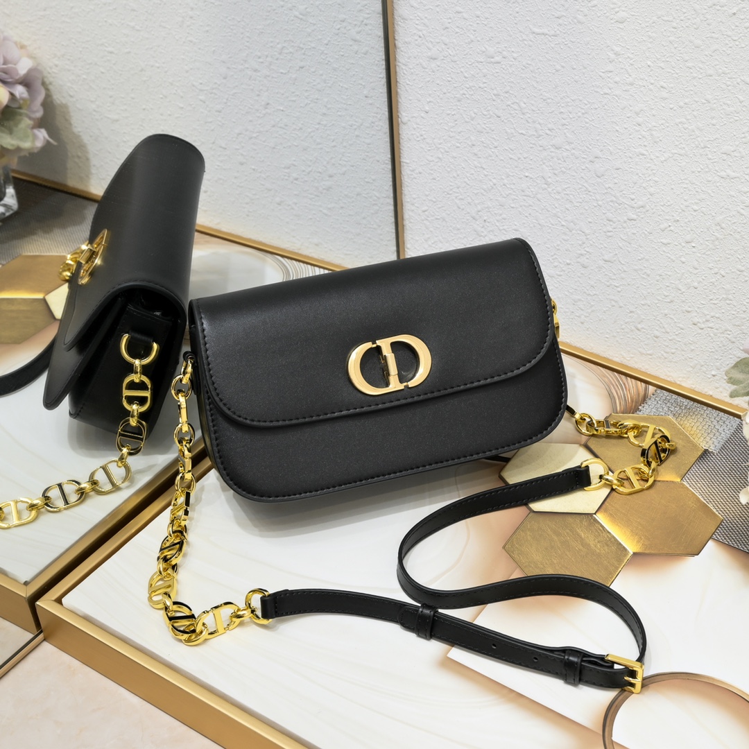 Dior Women CD Small 30 Montaigne Avenue Bag Black Box Calfskin