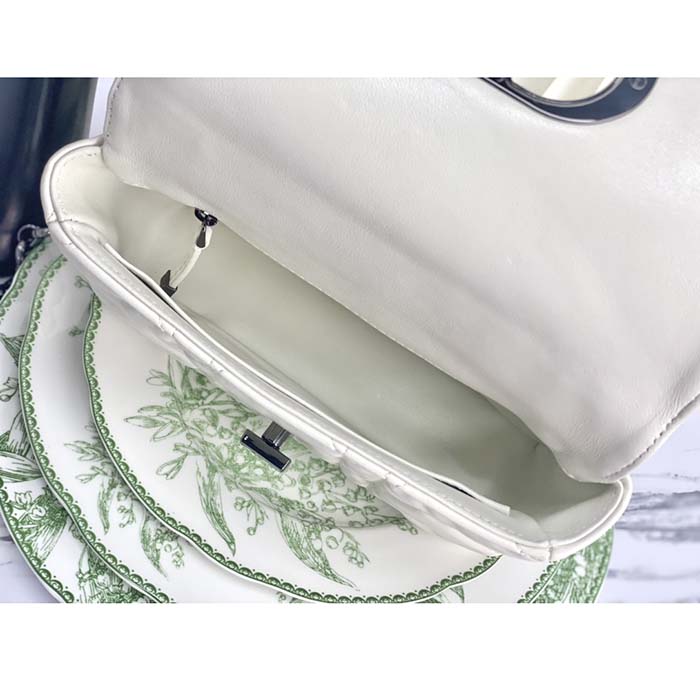 Dior Women CD Small Dior Caro Bag Latte Quilted Macrocannage Calfskin