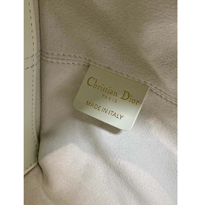 Dior Women CD Small Dior Toujours Bag Latte Macrocannage Calfskin Lock Strap Closures