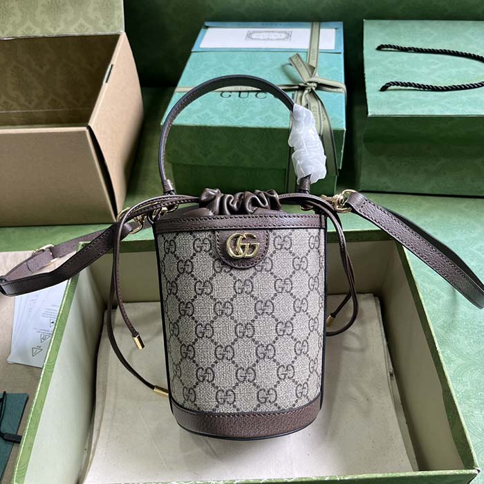 G*u*i gg unisex ophidia mini bucket bag beige ebony gg supreme double g