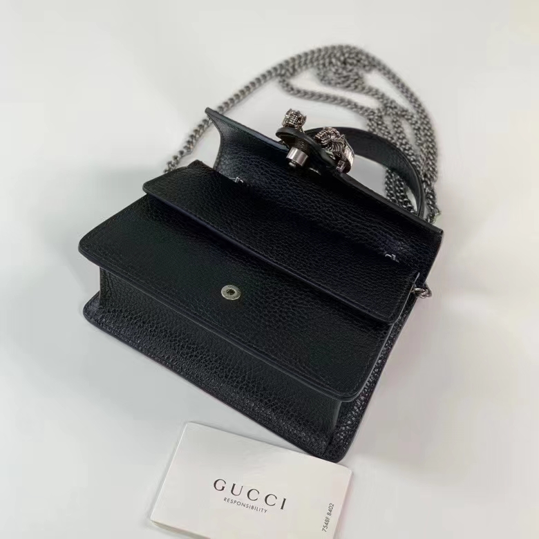 G*u*i gg women dionysus mini top handle bag black crystal hardware tiger head closure
