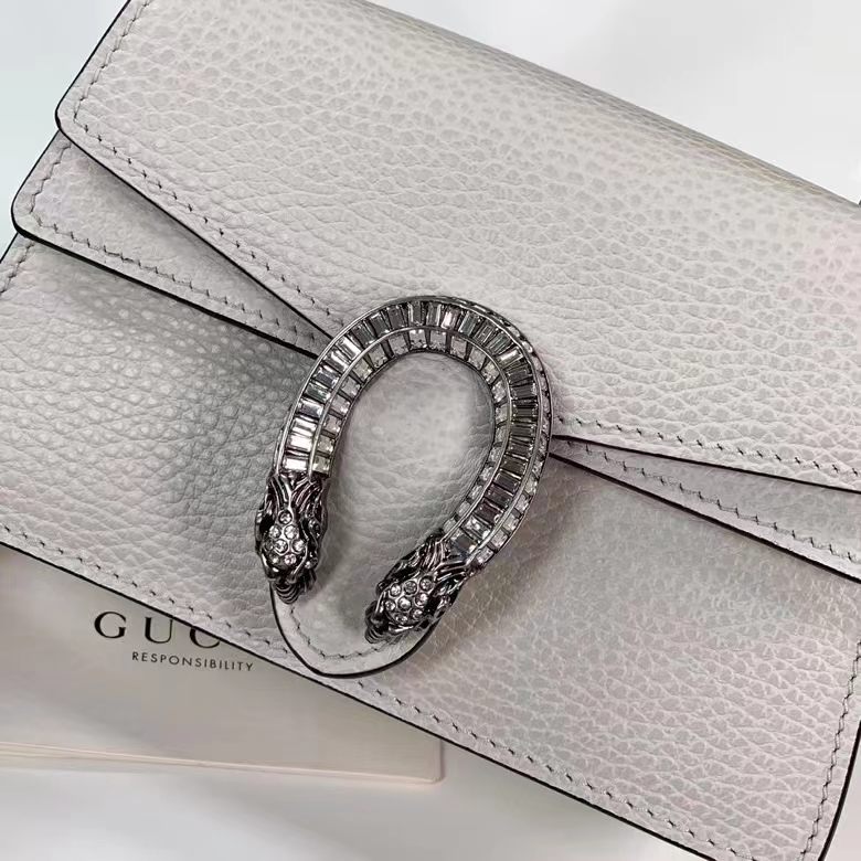G*u*i gg women dionysus mini top handle bag white leather crystal hardware tiger head closure