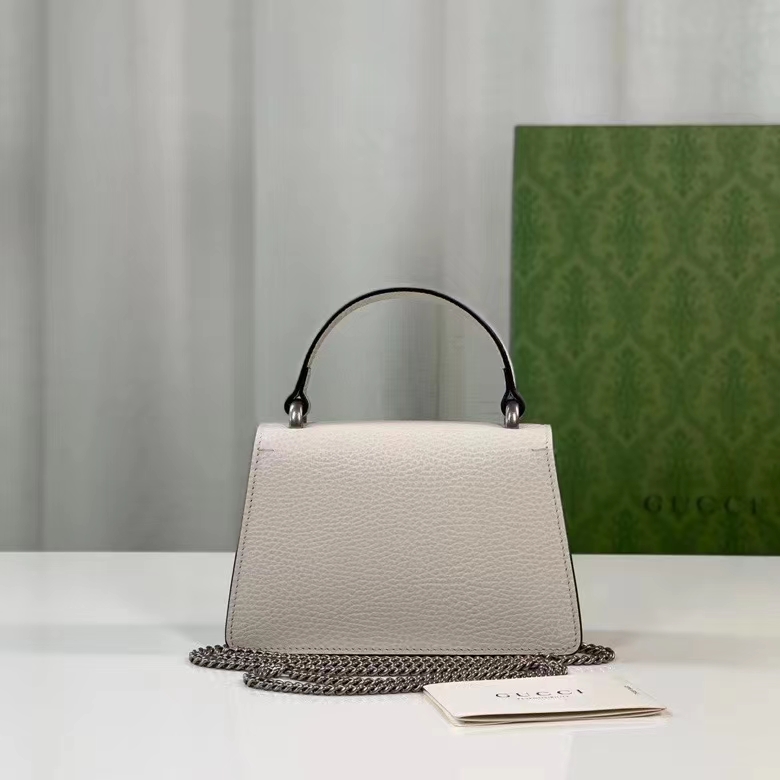 G*u*i gg women dionysus mini top handle bag white leather crystal hardware tiger head closure
