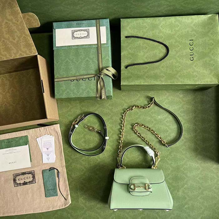 G*u*i gg women horsebit 1955 mini bag top handle bag light green leather