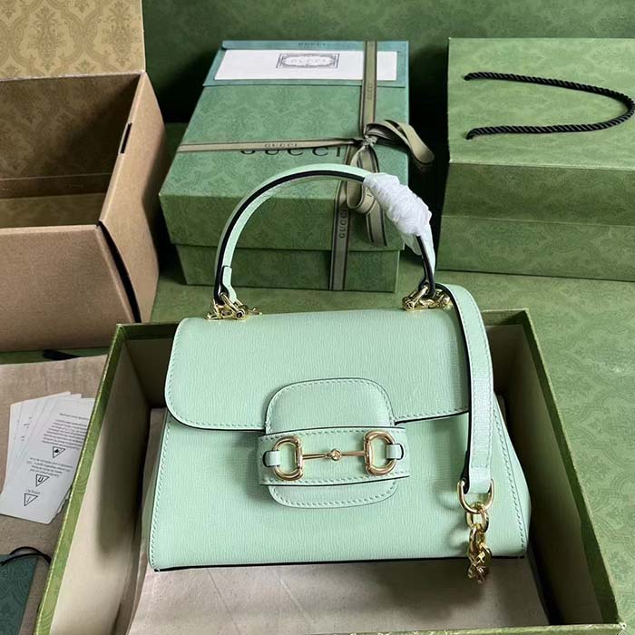 G*u*i gg women horsebit 1955 mini bag top handle bag light green leather