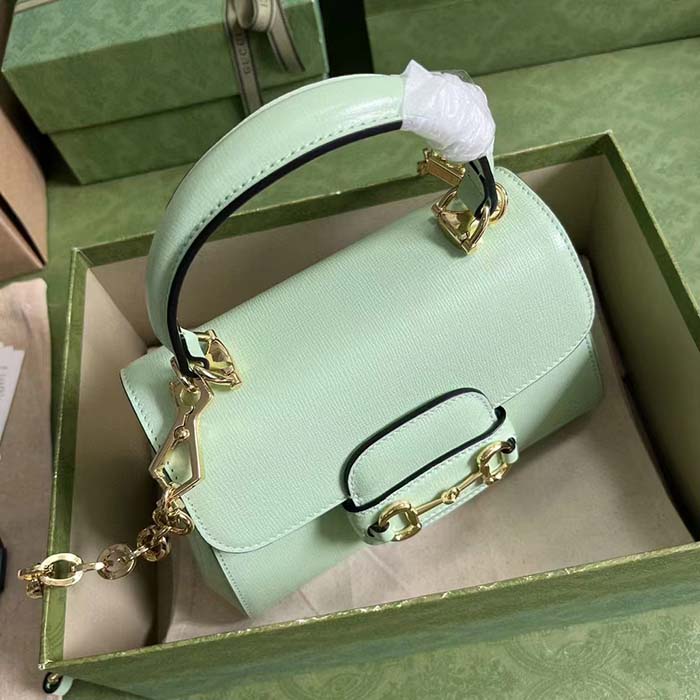 G*u*i gg women horsebit 1955 mini bag top handle bag light green leather