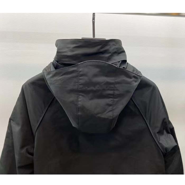 G*u*i women reversible poplin jacket black polyester piping green red beige ebony gg canvas