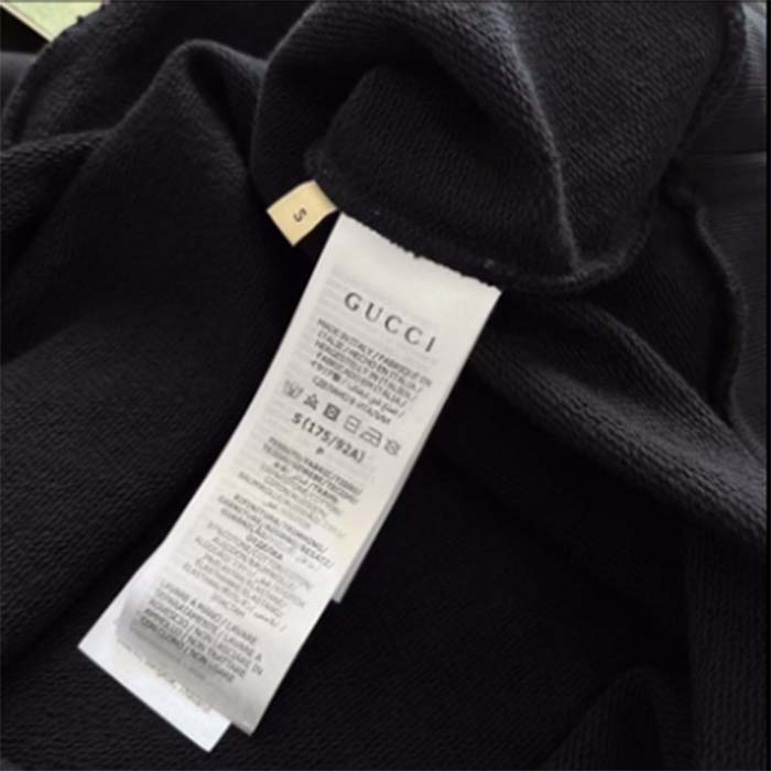 G*u*i men gg cotton jersey printed sweatshirt black felted blade print crewneck long sleeves