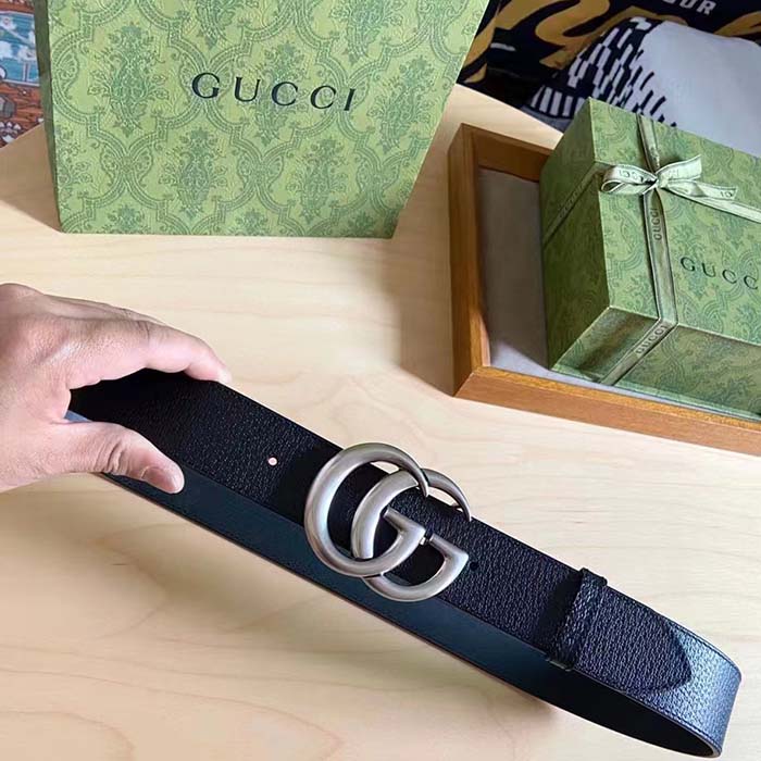 G*u*i unisex marmont belt maxi gg canvas black double g buckle 3.8 cm width