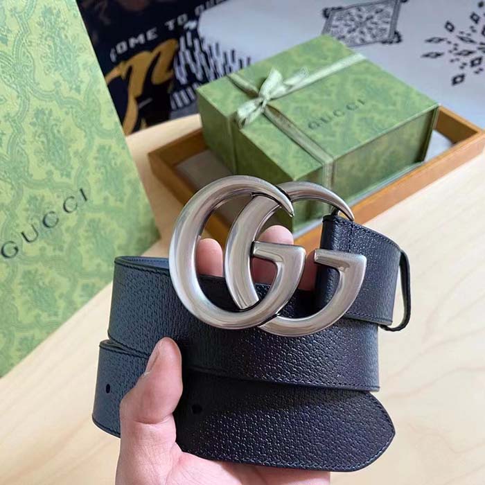 G*u*i unisex marmont belt maxi gg canvas black double g buckle 3.8 cm width