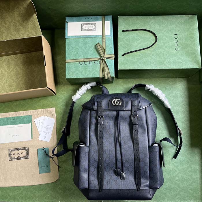 G*u*i unisex ophidia gg medium backpack blue black gg supreme canvas double g