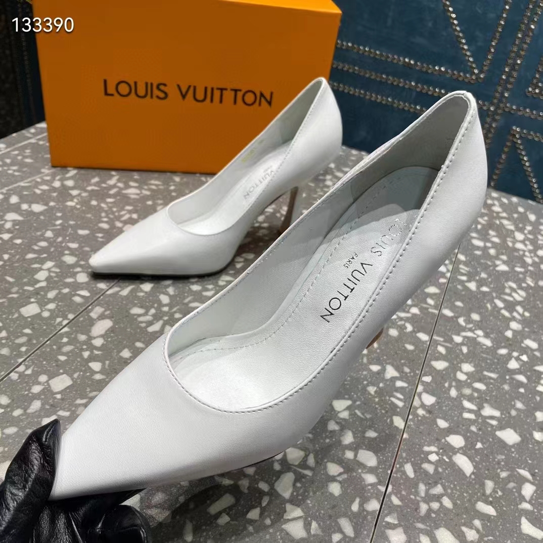 Louis Vuitton LV Women Sparkle Pump Ivory White Lamb Leather Outsole 9.5 Cm Heel