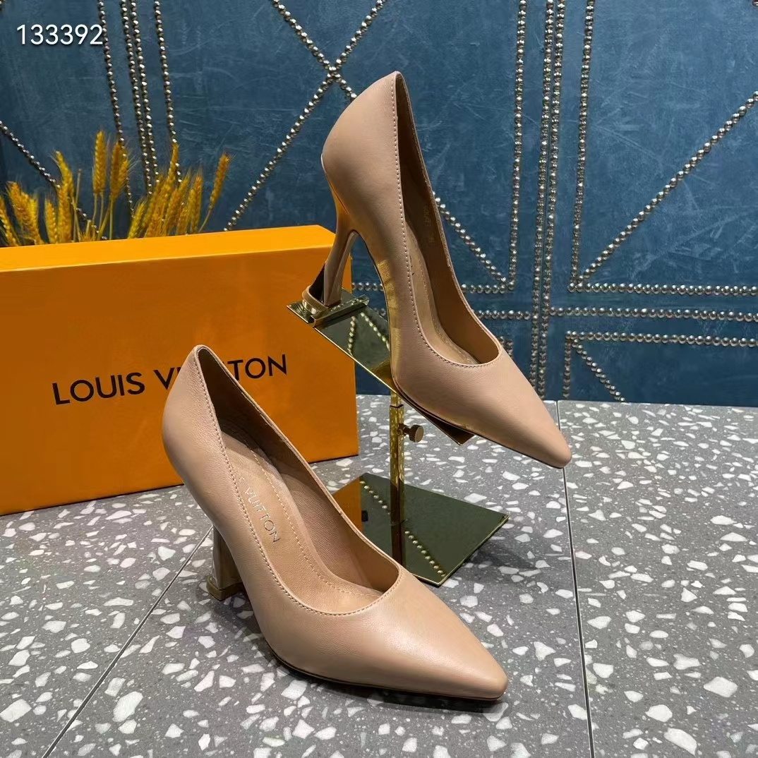 Louis Vuitton LV Women Sparkle Pump Nude Pink Lamb Leather Outsole 9.5 Cm Heel