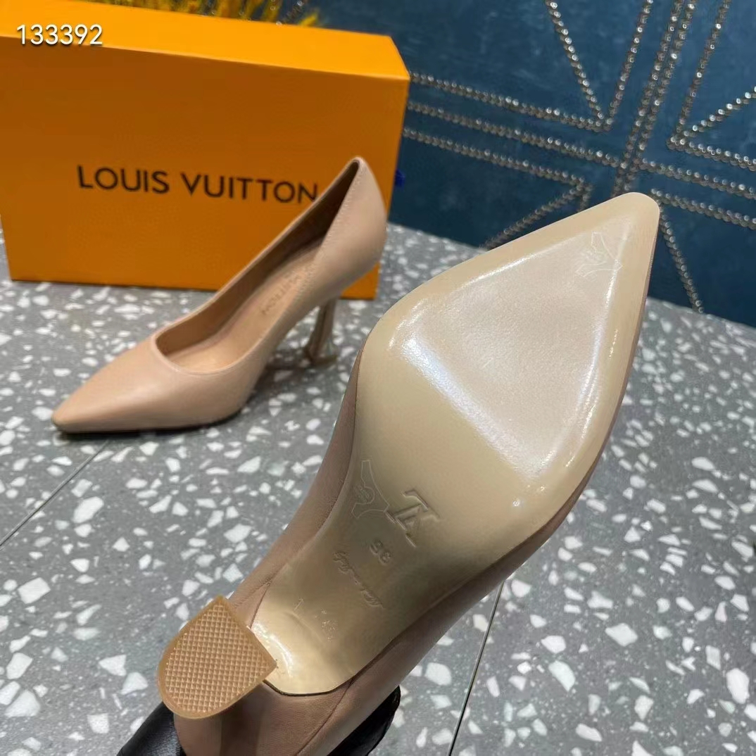 Louis Vuitton LV Women Sparkle Pump Nude Pink Lamb Leather Outsole 9.5 Cm Heel