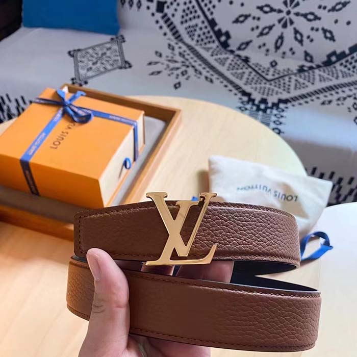 Louis Vuitton Unisex LV Initiales 40 MM Reversible Belt Taurillon Calf Leather Signature Buckle