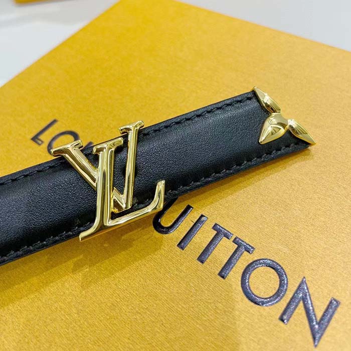 Louis Vuitton Unisex LV Pretty LV 20 MM Reversible Belt Black Leather Monogram Canvas Recto Side