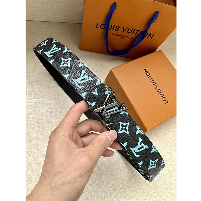 Louis Vuitton Unisex LV Shape 40mm Reversible Belt Monogram Playground Canvas Front Side