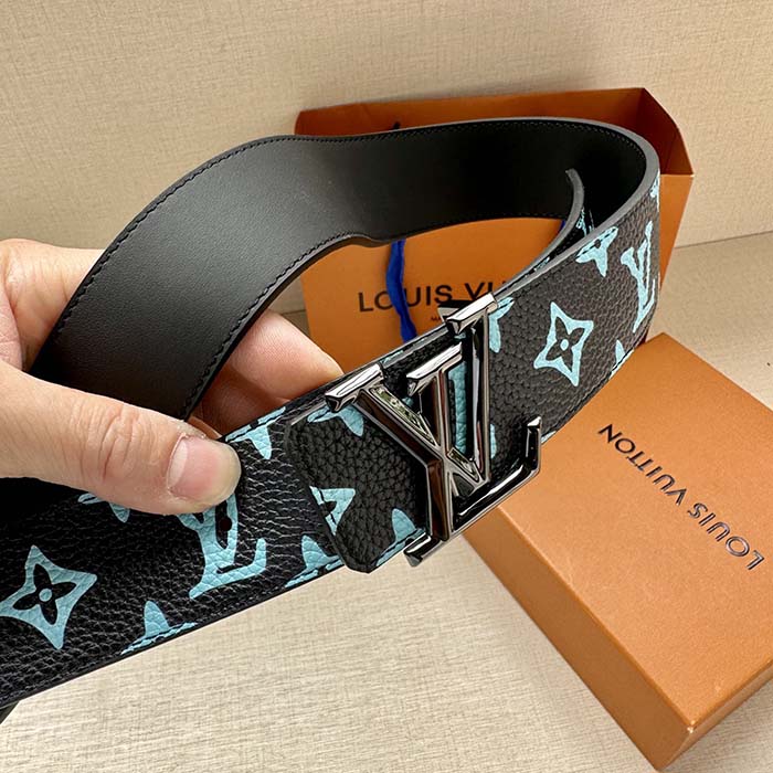 Louis Vuitton Unisex LV Shape 40mm Reversible Belt Monogram Playground Canvas Front Side