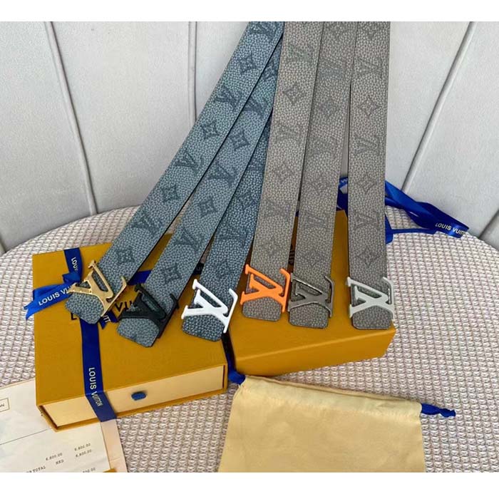 Louis Vuitton Unisex LV Shape MNG Climbing 40 MM Grey Reversible Belt Monogram Taurillon Leather