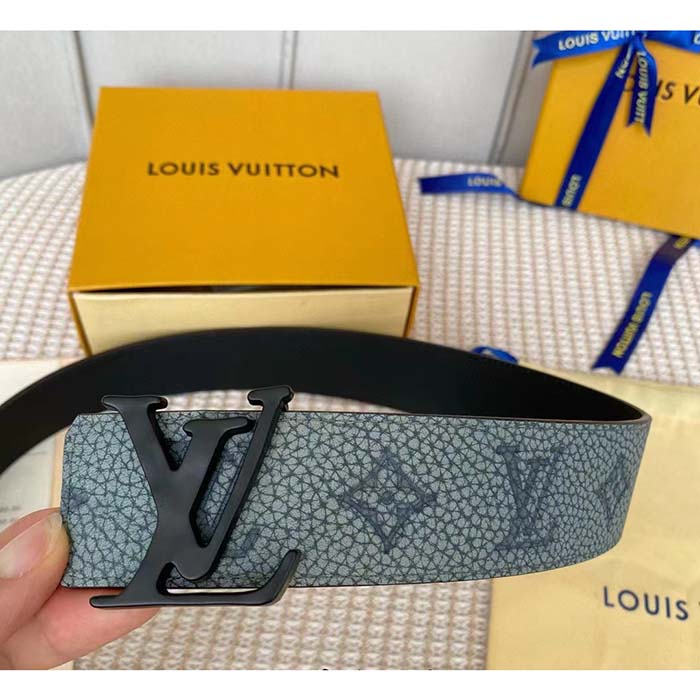 Louis Vuitton Unisex LV Shape MNG Climbing 40 MM Reversible Belt Grey Monogram Taurillon Leather