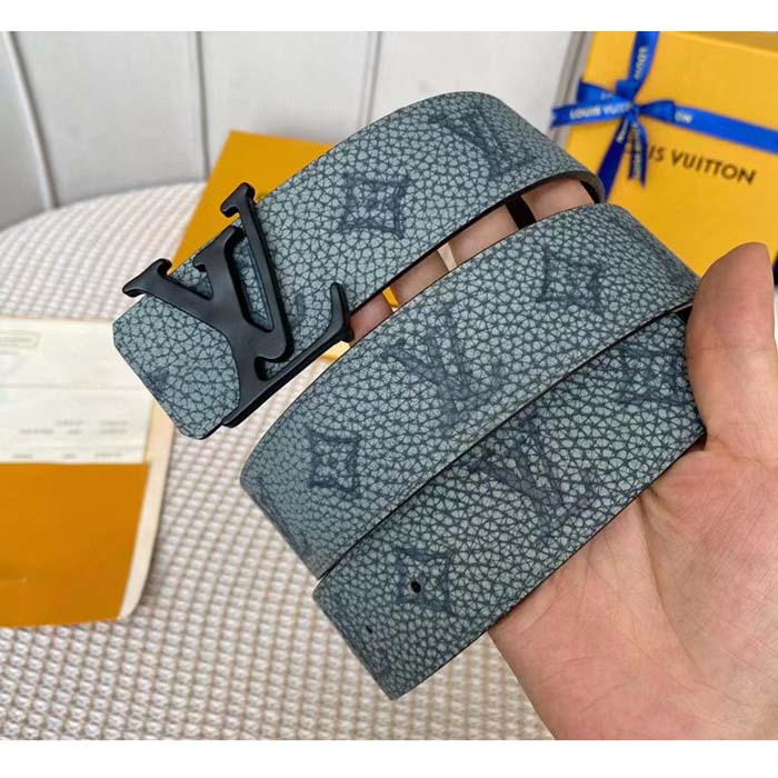 Louis Vuitton Unisex LV Shape MNG Climbing 40 MM Reversible Belt Grey Monogram Taurillon Leather