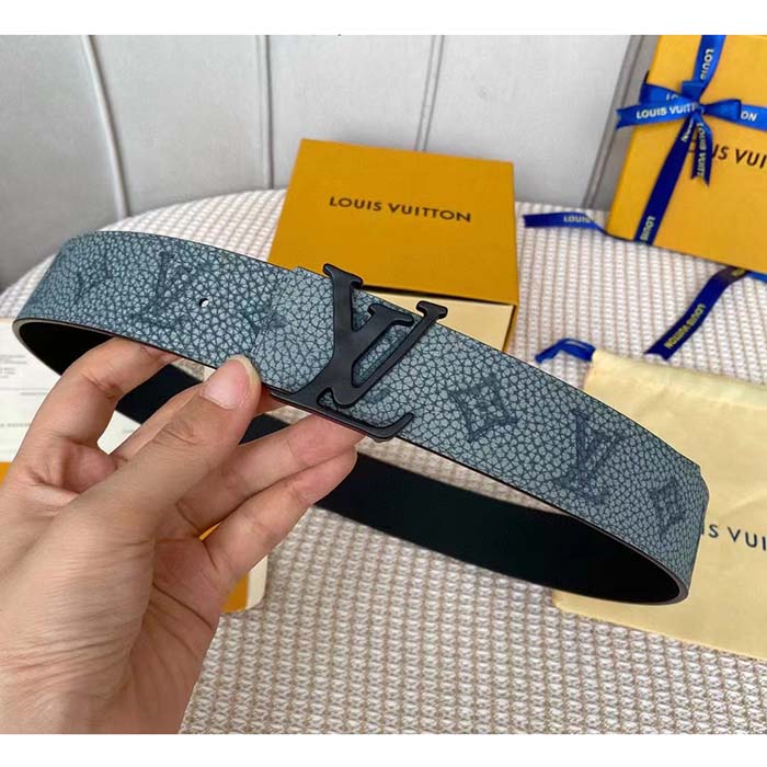 Louis Vuitton Unisex LV Shape MNG Climbing 40 MM Reversible Belt Grey Monogram Taurillon Leather