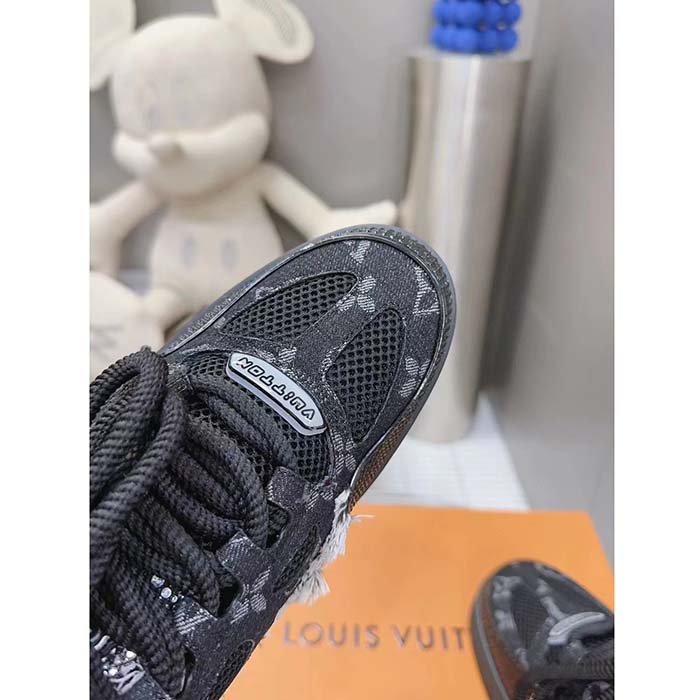 Louis Vuitton Unisex LV Skate Sneaker Black Swarovski Crystals Monogram Denim Double Laces Rubber