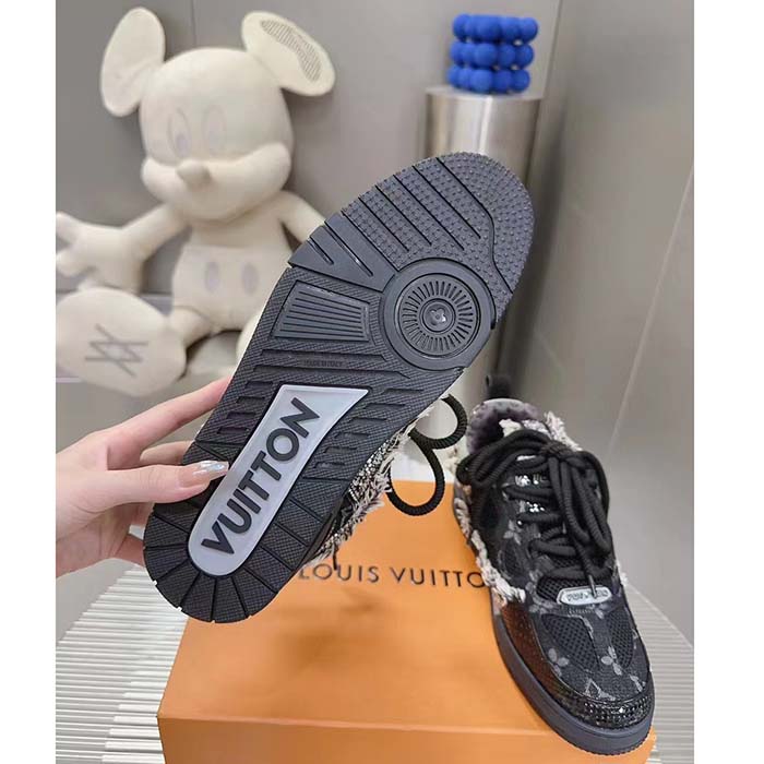 Louis Vuitton Unisex LV Skate Sneaker Black Swarovski Crystals Monogram Denim Double Laces Rubber