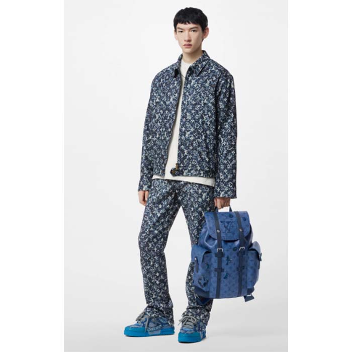 Louis Vuitton Unisex LV Skate Sneaker Blue Swarovski Crystals Monogram Denim Double Laces Rubber