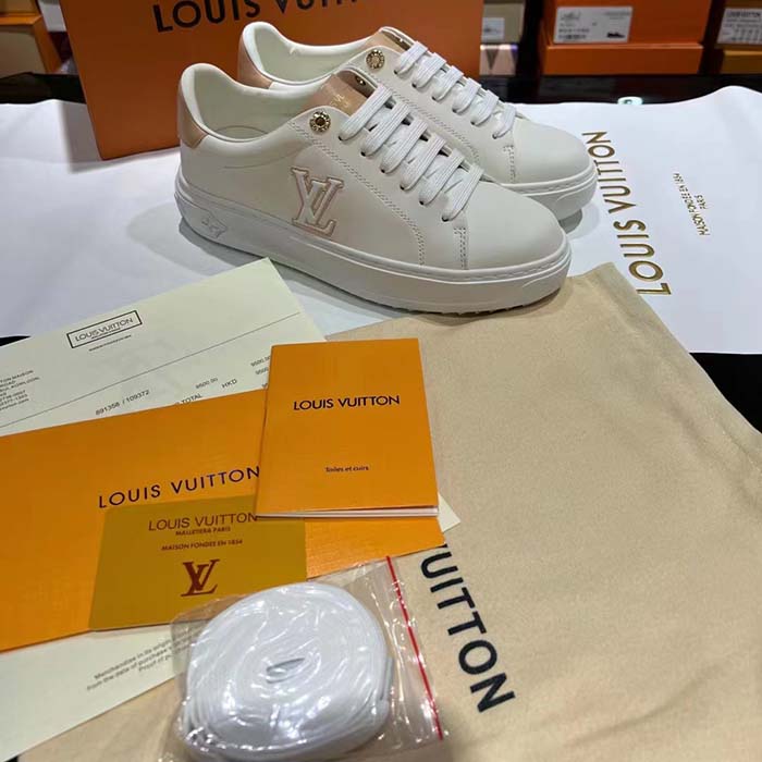Louis Vuitton Unisex LV Time Out Sneaker Calf Leather Rubber Initials Monogram Flowers