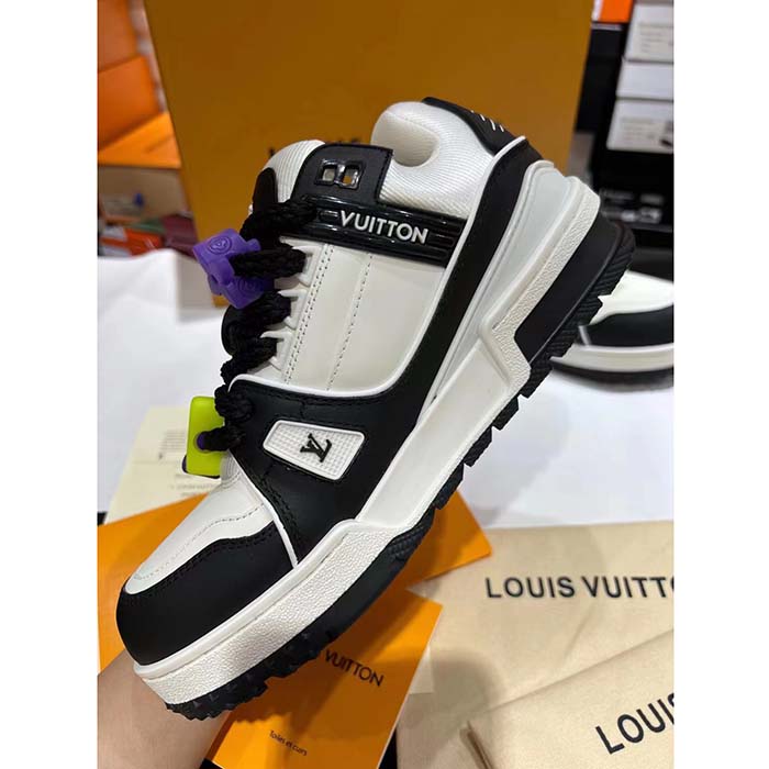 Louis Vuitton Unisex LV Trainer Maxi Sneaker Black Mix Materials Textile Laces Signature Rubber