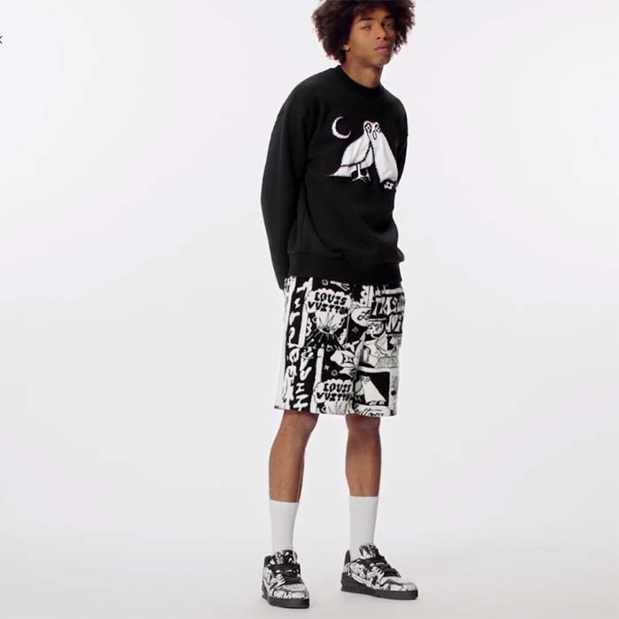 Louis Vuitton Unisex LV Trainer Sneaker Black Printed Canvas Rubber Outsole Monogram Flowers