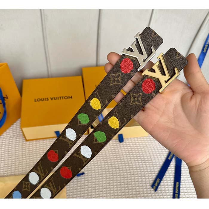 Louis Vuitton Unisex LV x YK LV Initiales 30mm Reversible Painted Dots Belt Monogram Canvas
