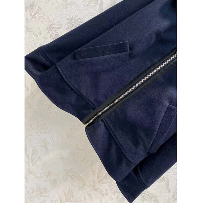 Louis Vuitton Men Cape Hoodie 3D-Effect Monogram Jacquard Wool Silk Navy Regular Fit