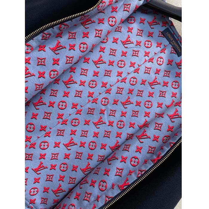 Louis Vuitton Men Cape Hoodie 3D-Effect Monogram Jacquard Wool Silk Navy Regular Fit