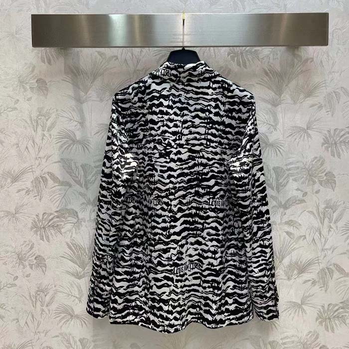 Louis Vuitton Men LV Ink Tiger Silk Shirt Silk Black White Regular Fit