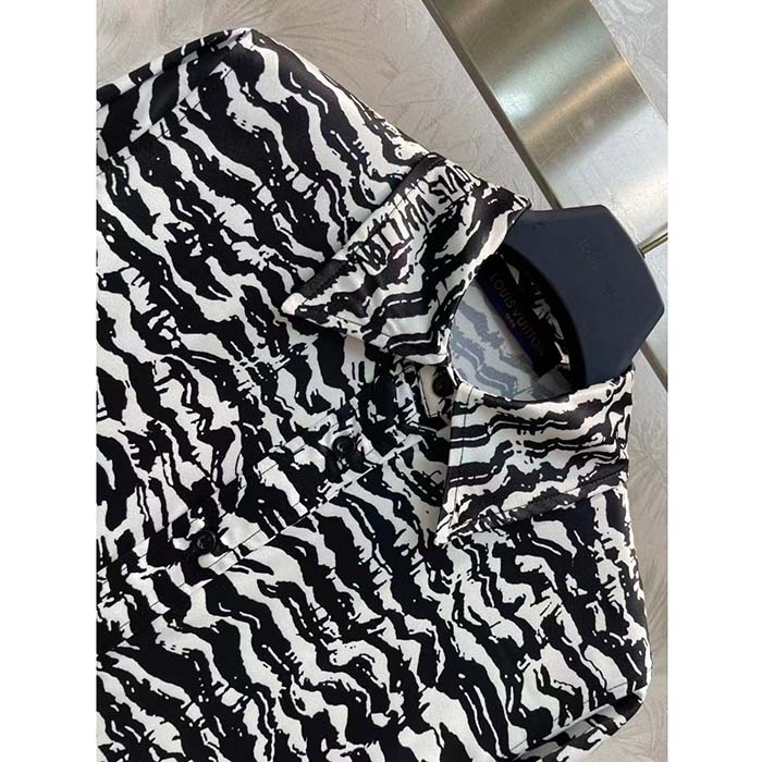 Louis Vuitton Men LV Ink Tiger Silk Shirt Silk Black White Regular Fit