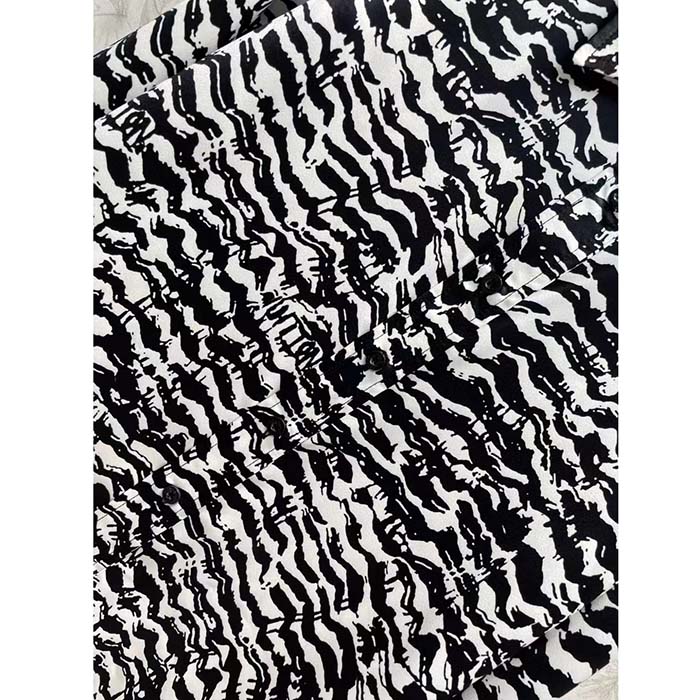 Louis Vuitton Men LV Ink Tiger Silk Shirt Silk Black White Regular Fit