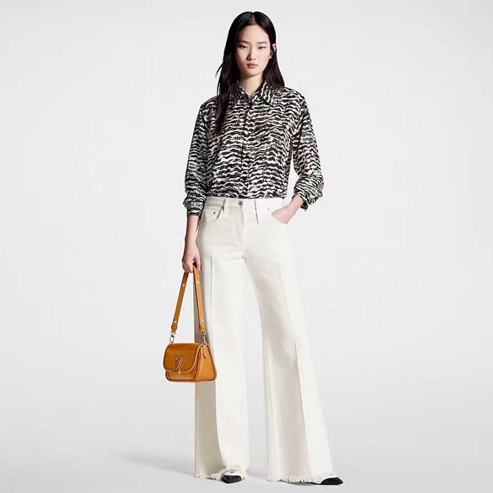 Louis Vuitton Women LV Ink Tiger Silk Shirt Silk Black White Regular Fit