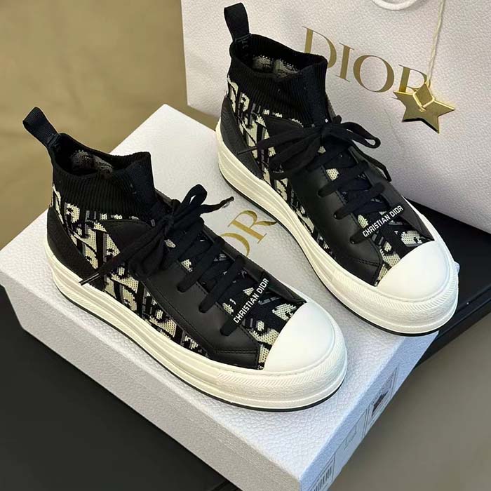 Dior CD Unisex Walk’n’Dior Platform Sneaker Deep Blue Dior Oblique Technical Mesh Calfskin