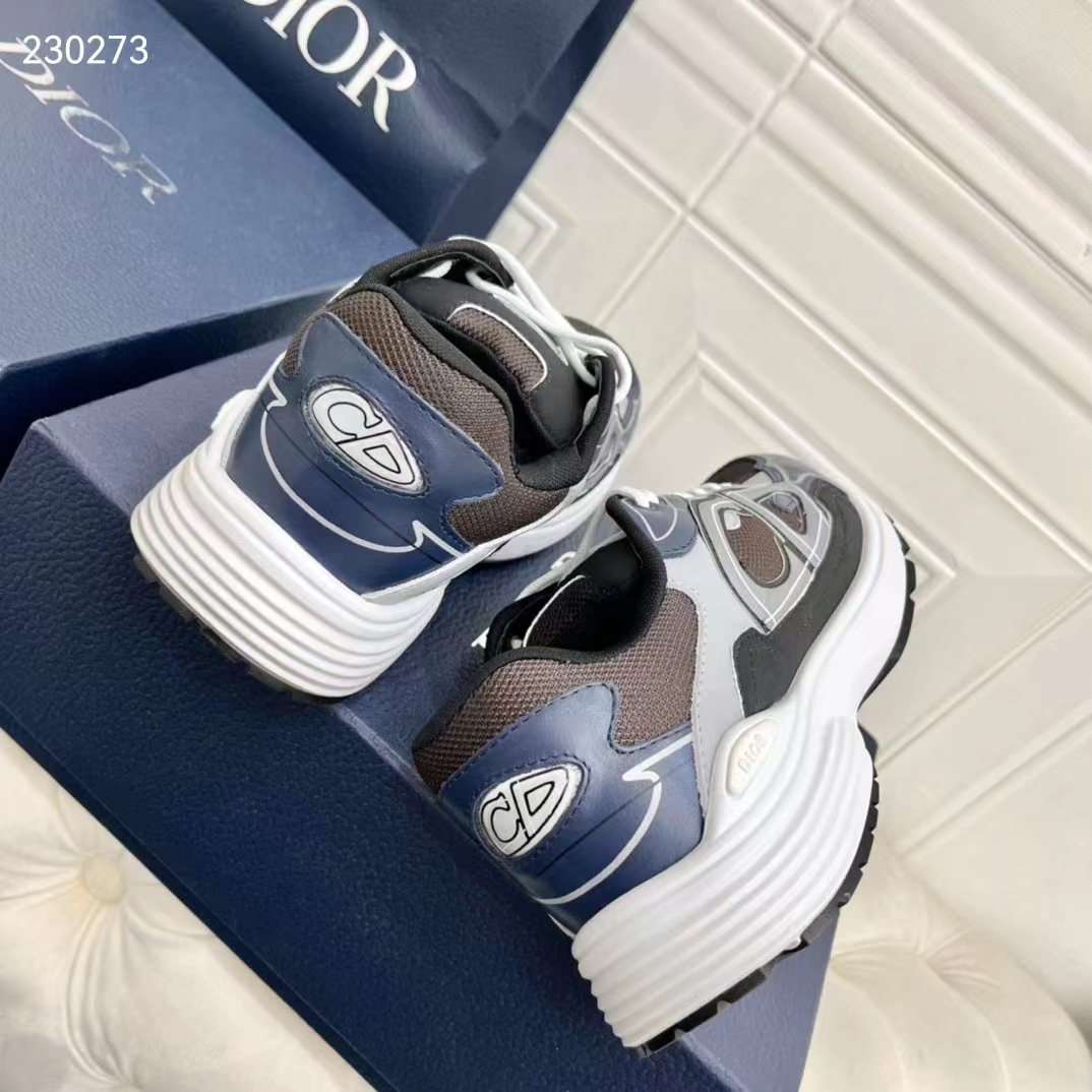 Dior Unisex CD B30 Sneaker Anthracite Gray Mesh Black Blue Gray Technical Fabric