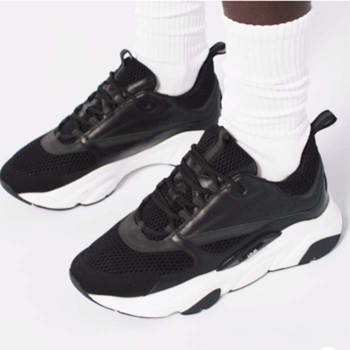 Dior Unisex Shoes CD B22 Sneaker Black Technical Mesh Calfskin