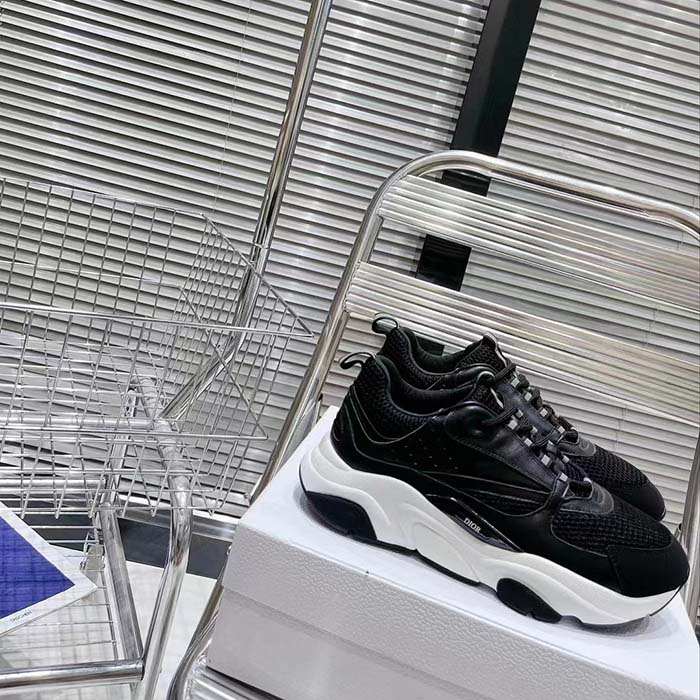 Dior Unisex Shoes CD B22 Sneaker Black Technical Mesh Calfskin