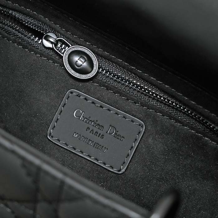 Dior Women CD Medium Lady Dior Bag Black Ultramatte Cannage Calfskin
